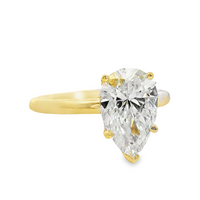 18kt Yellow Gold Lab-Grown Pear and Natural Round Diamond Hidden Halo Engagement Ring (2.09ct)