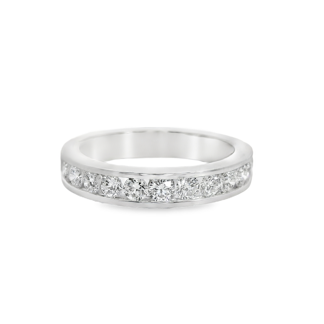18kt White Gold Natural Round Diamond Wedding Ring (.78ct)