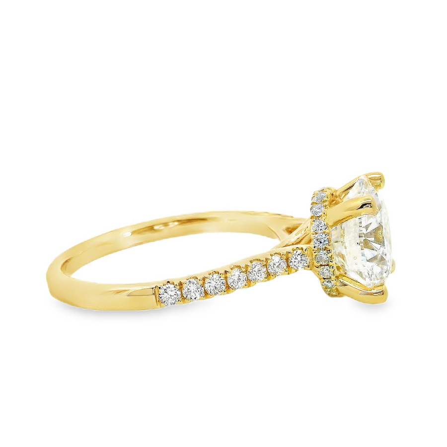 18kt Yellow Gold Lab-Grown Round Diamond and Natural Round Diamonds Engagement Ring (3.35ct)