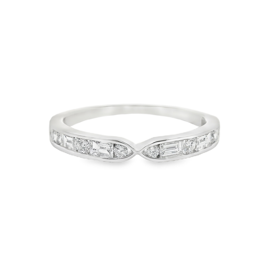 18kt White Gold Natural Baguette Diamond Wedding Ring (.51ct)