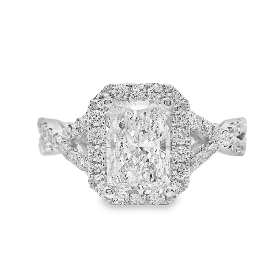18kt White Gold Lab-Grown Radiant & Natural Round Diamond Engagement Ring (1.77ct)
