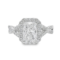 18kt White Gold Lab-Grown Radiant & Natural Round Diamond Engagement Ring (1.77ct)