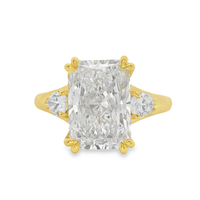 18kt Yellow Gold Lab-Grown Radiant & Pear Diamonds 3-Stone Engagement Ring (3.99ct)