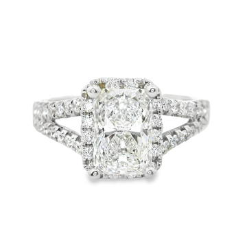 18kt White Gold Natural Radiant and Natural Full Cut Diamonds Engagement Ring (1.99ct)