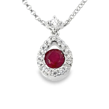 18kt White Gold Natural Diamonds And Natural Ruby Pendant (0.57ct)