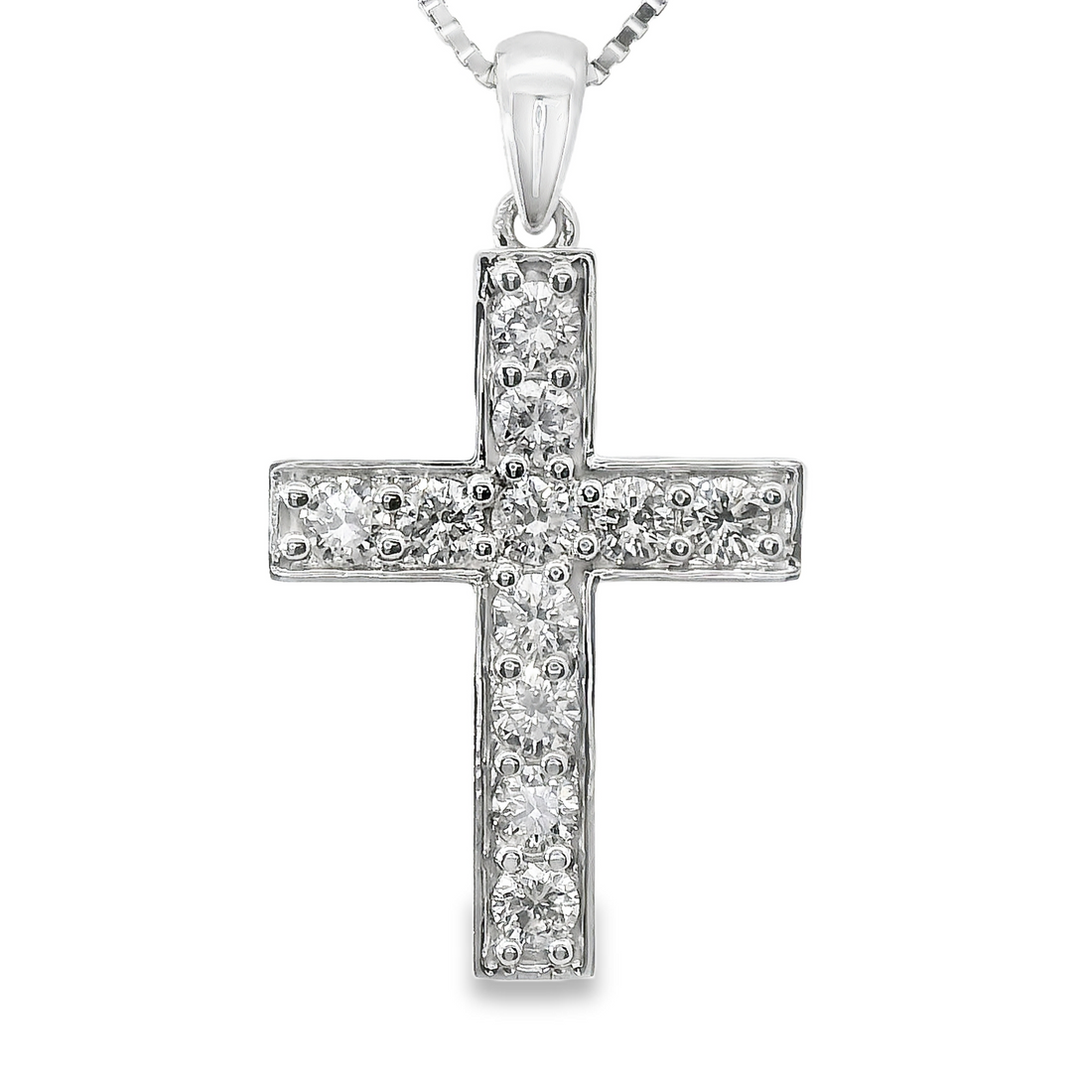 14kt White Gold Natural Diamond Cross Pendant (.91ct)