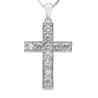 14kt White Gold Natural Diamond Cross Pendant (.91ct)