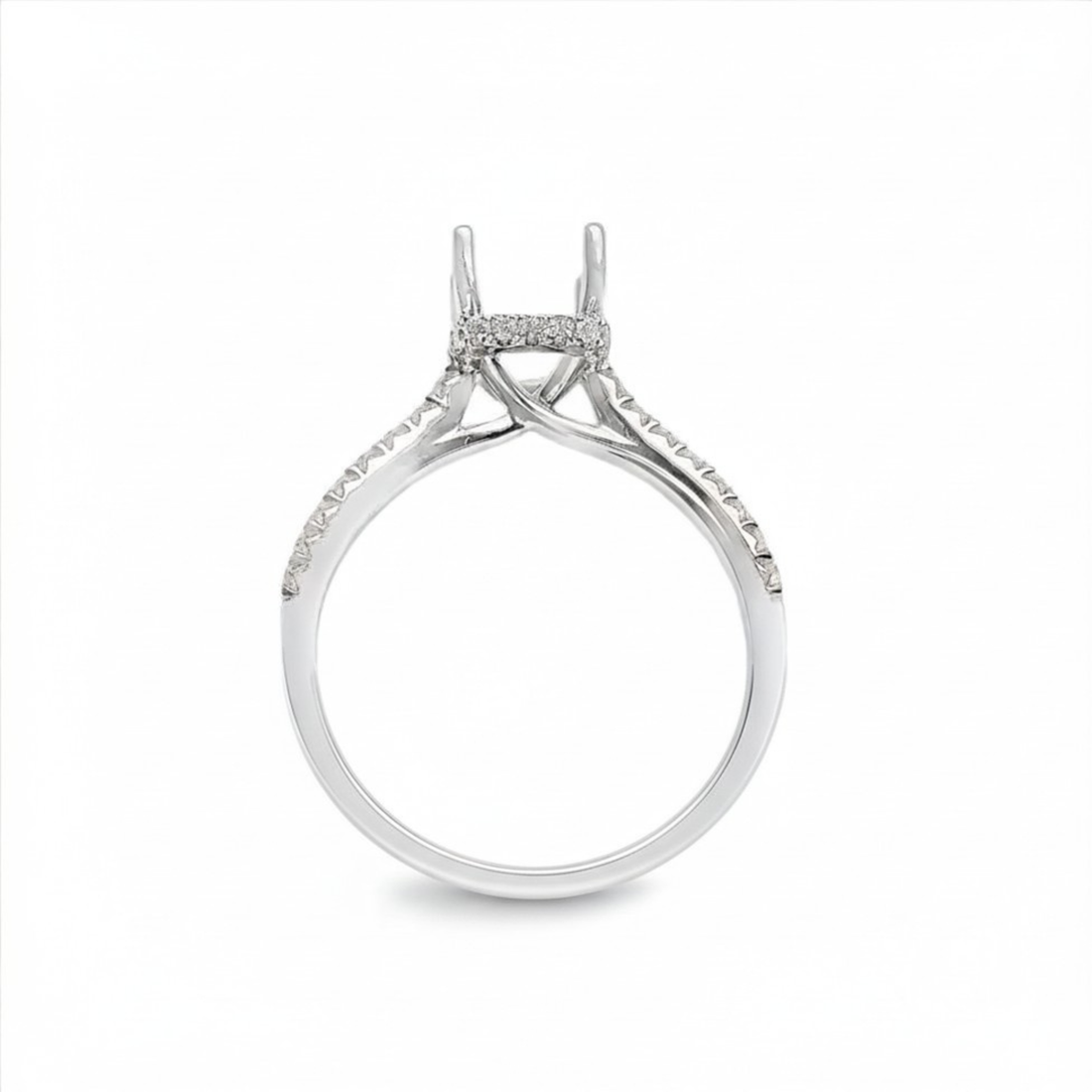 18kt White Gold Full-Cut Diamond Hidden Halo Semi-Mount Ring (.26ct)