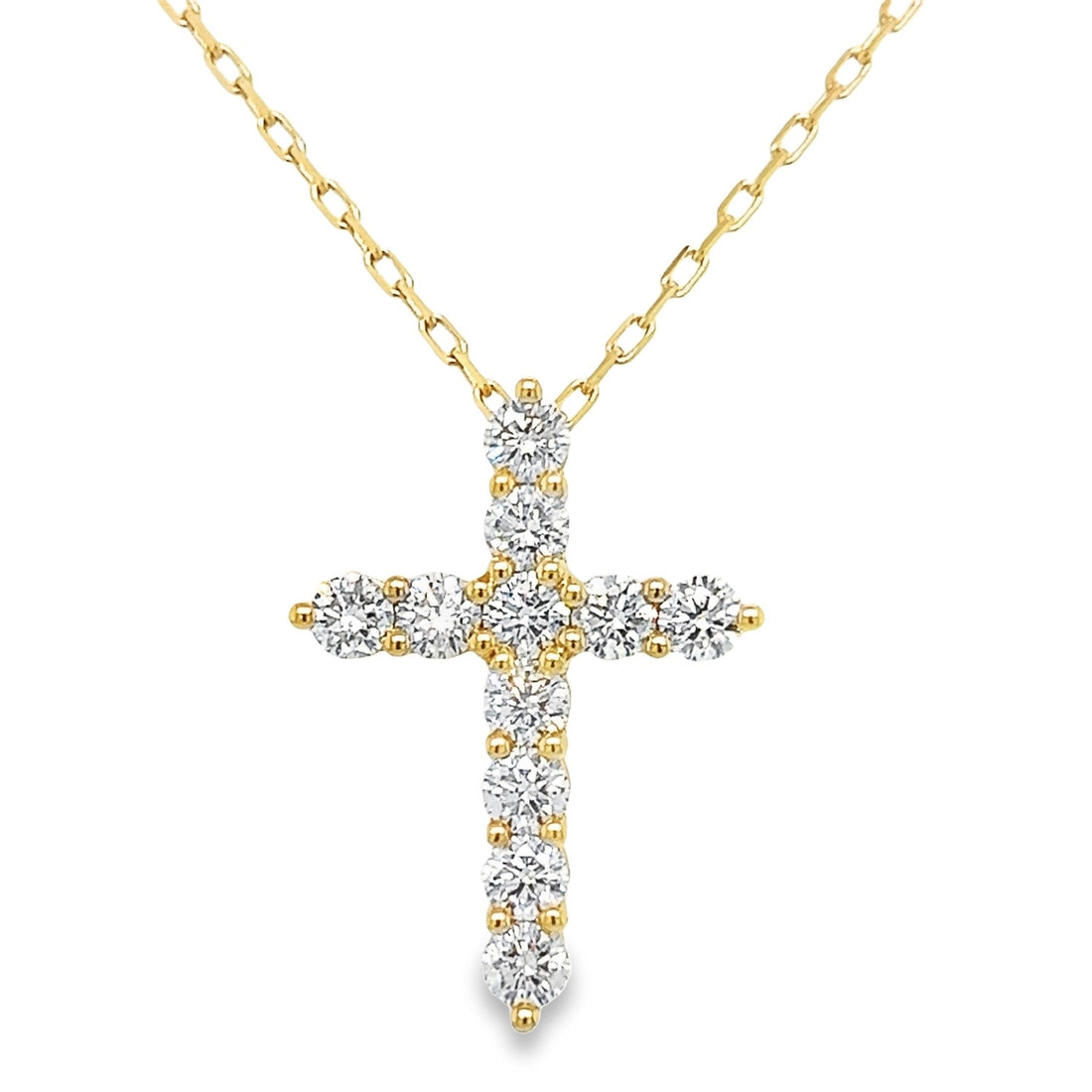 18kt Yellow Gold Natural Diamond Cross Pendant (0.91ct)