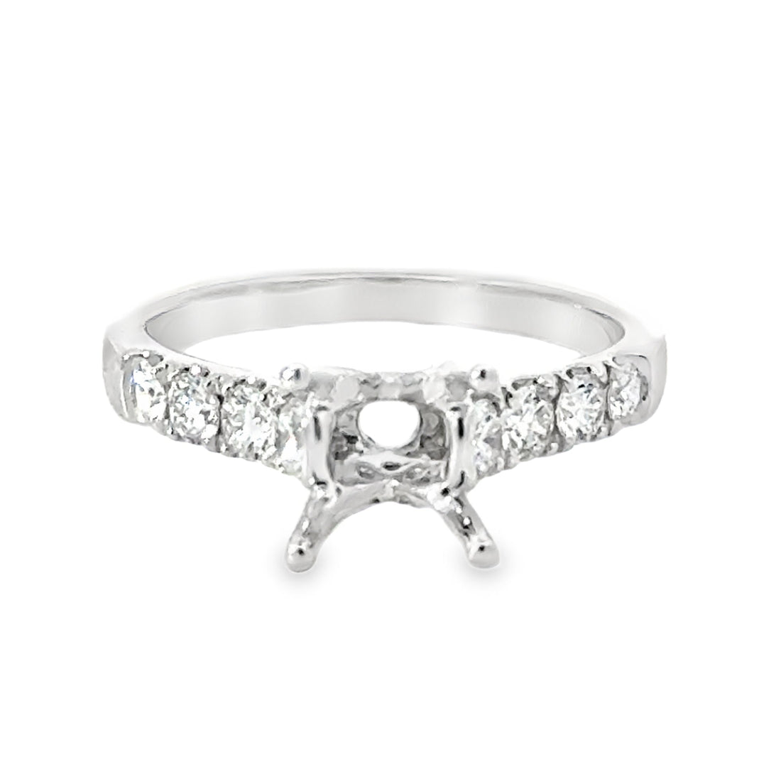 18kt White Gold Full Cut Round Diamond Semi-Mount Ring (.66ct)