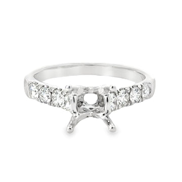 18kt White Gold Full Cut Round Diamond Semi-Mount Ring (.66ct)