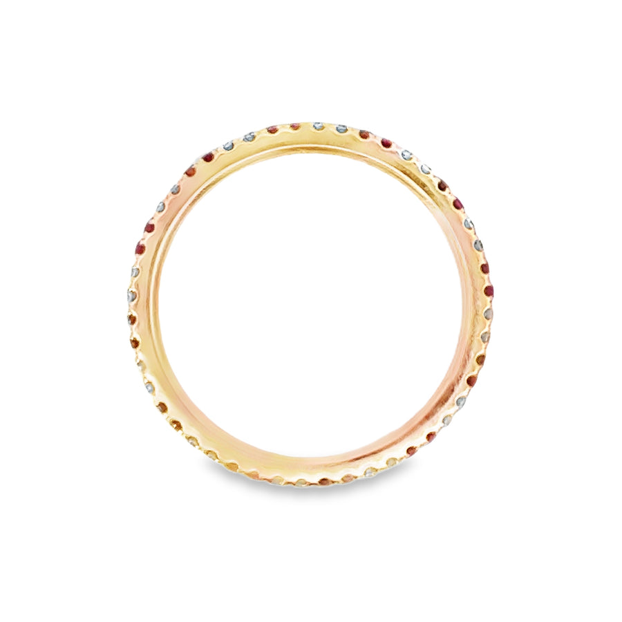 18kt Rosé Gold Round Natural Diamonds and Round Natural Rubies Ring (0.43ct)