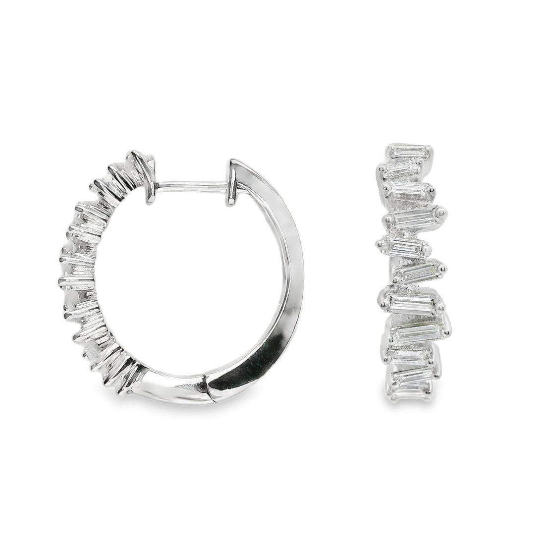 18kt White Gold Baguette Diamonds Hoop Earrings (.78ct)