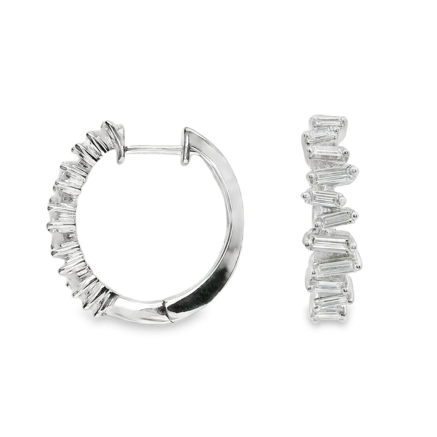 18kt White Gold Baguette Diamonds Hoop Earrings (.78ct)