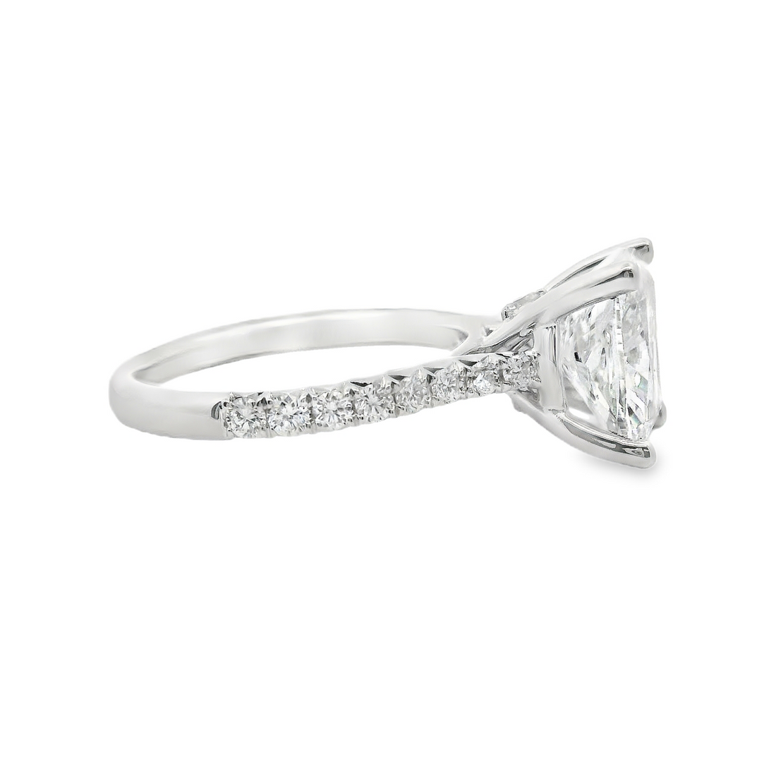 18kt White Gold Lab-Grown Cushion Diamond Engagement Ring (3.45ct)