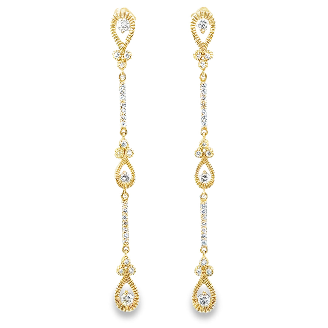 14kt Yellow Gold Natural Diamonds Drop Earrings (1ct)