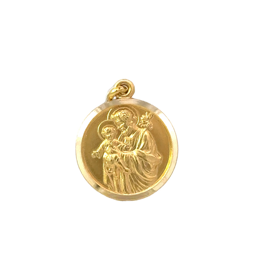 18K Yellow Gold 17mm St. Joseph Medal Pendant (3.3g)