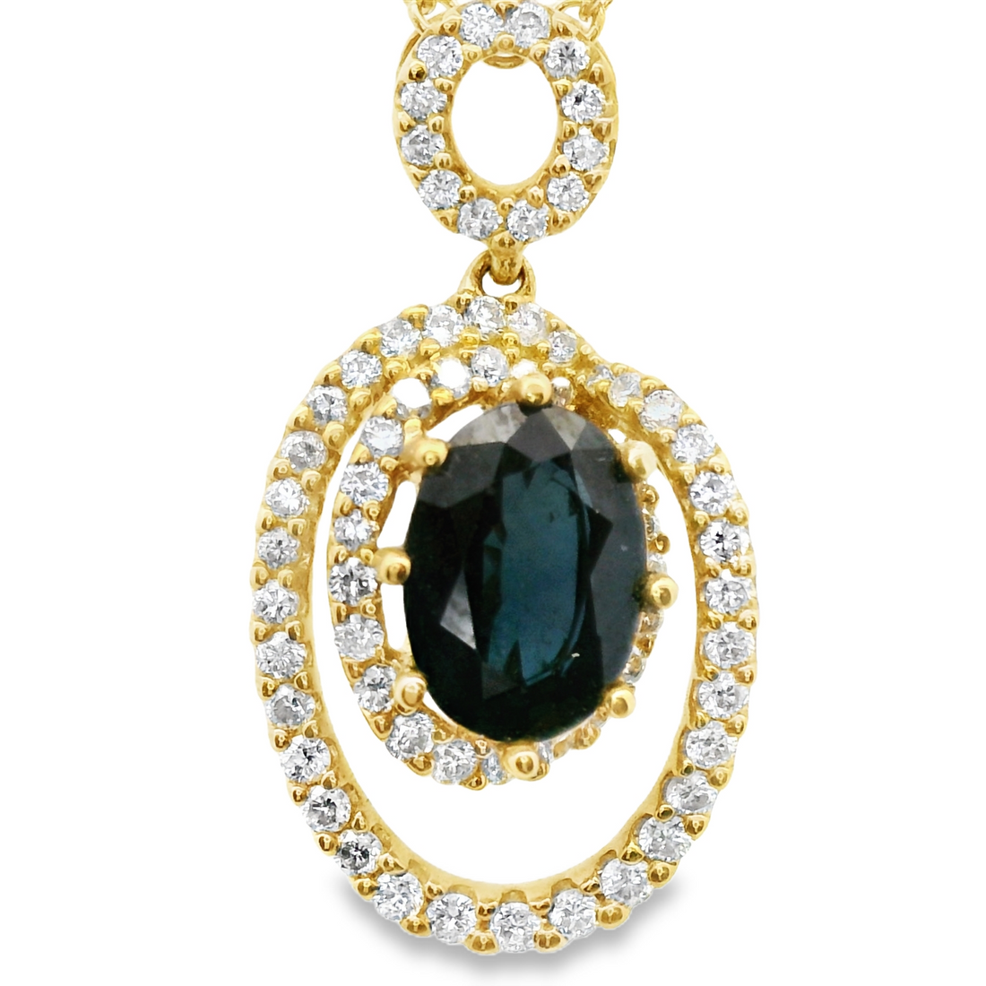 18kt Yellow Gold Natural Oval Australian Sapphire and Natural Diamonds Pendant (1.29ct)