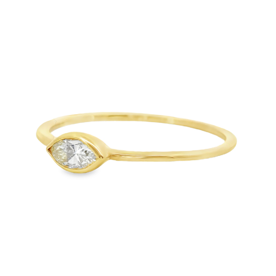18kt Yellow Gold Bezel Set Natural Marquise Diamond Ring (.21ct)