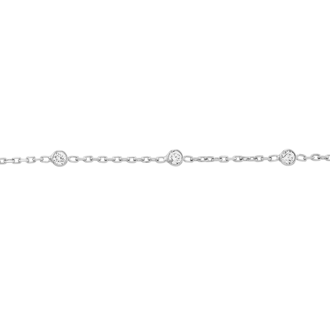 Sterling Silver 10" 3mm CZ By-the-Yard Adjustable Anklet