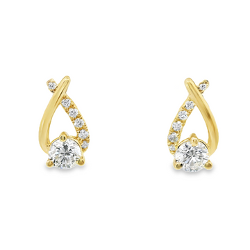 18kt Yellow Gold Round Brilliant Diamond Drop Earrings (.61ct)