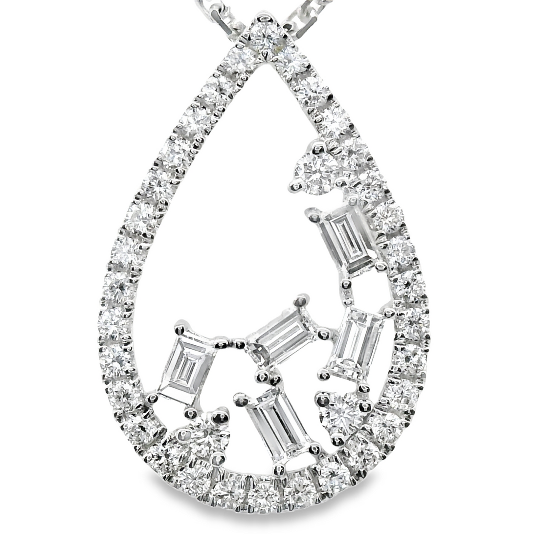 18kt White Gold Natural Diamond Teardrop Pendant (.45ct)