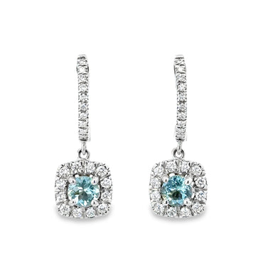 14kt White Gold Diamond and Natural Aquamarine Earrings (1.48ct)