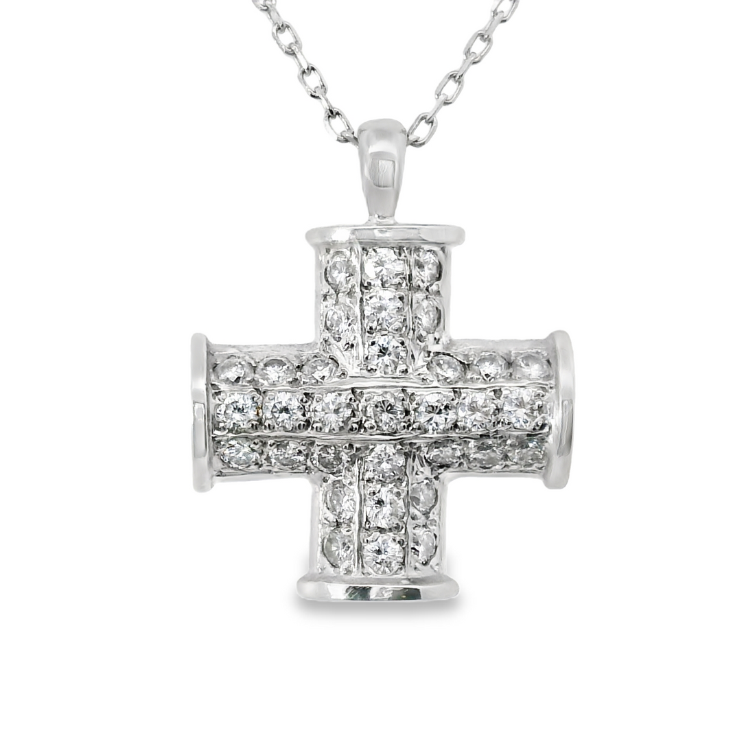 18kt White Gold Natural Diamond Cross Pendant (0.81ct)