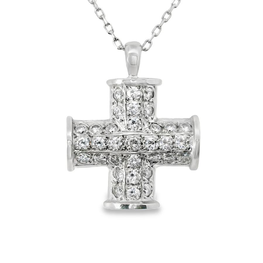 18kt White Gold Natural Diamond Cross Pendant (0.81ct)
