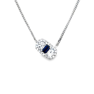 18kt White Gold Natural Sapphire And Natural Diamonds Pendant (0.34ct)