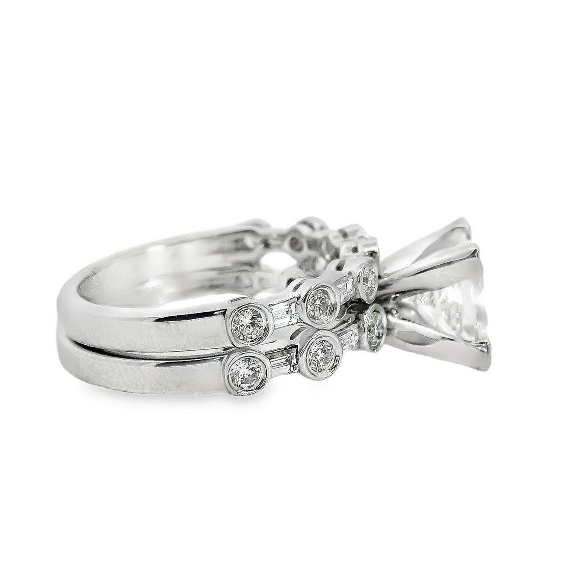 18kt White Gold Lab-Grown Princess Diamond and Natural Diamond Wedding Ring Set (2.92ct)