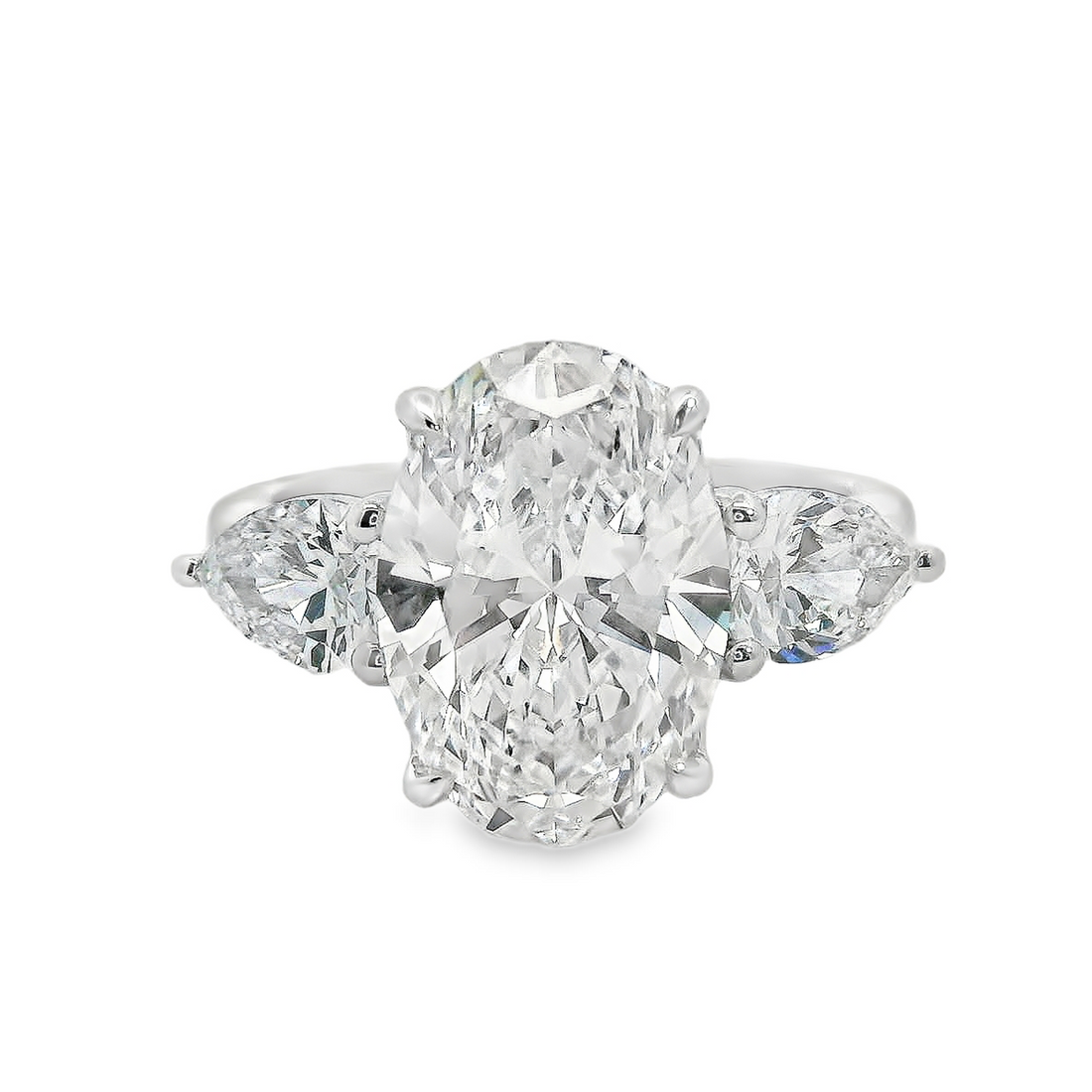 14kt White Gold Lab-Grown Oval and Pear Diamond Engagement Ring (5.00ct)