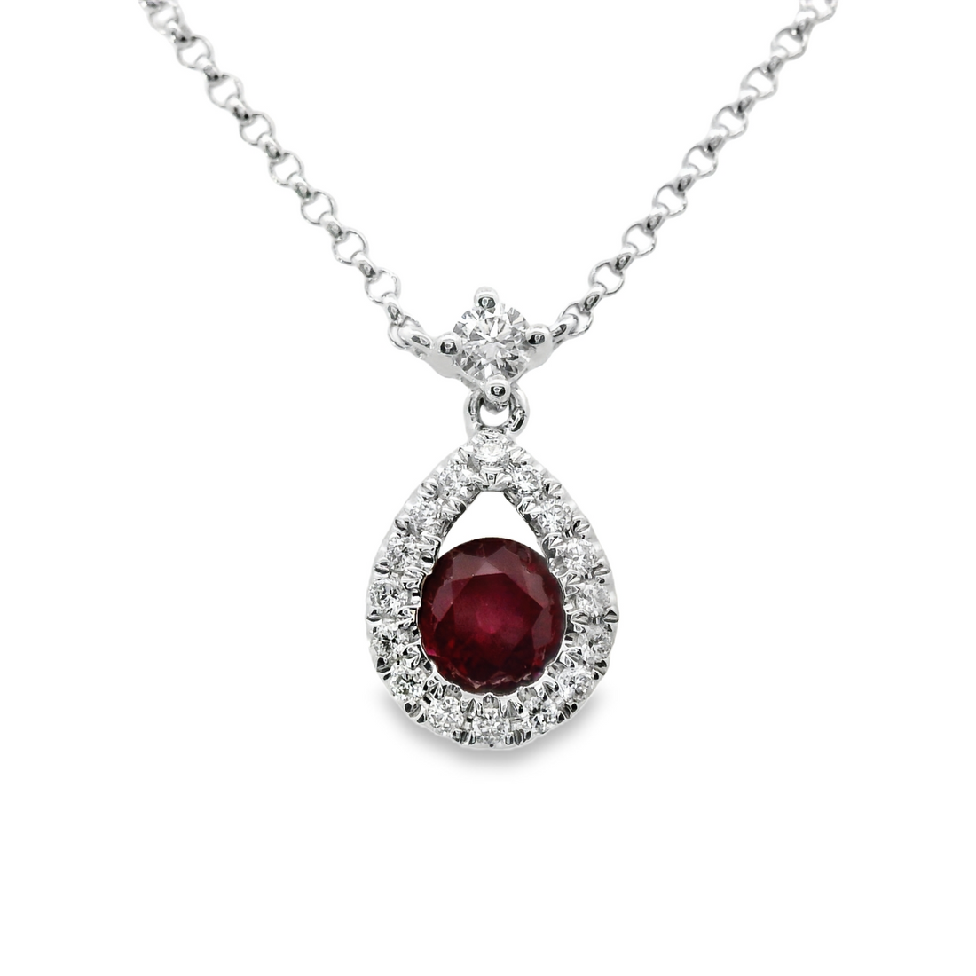 18kt White Gold Natural Diamonds And Natural Ruby Pendant (0.57ct)