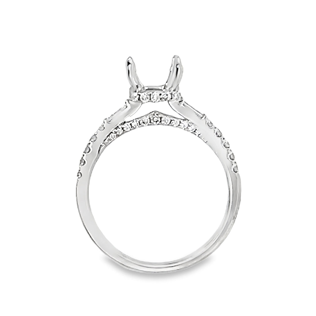 18kt White Gold Hidden Halo Natural Diamonds Semi-Mount Ring (0.46ct)