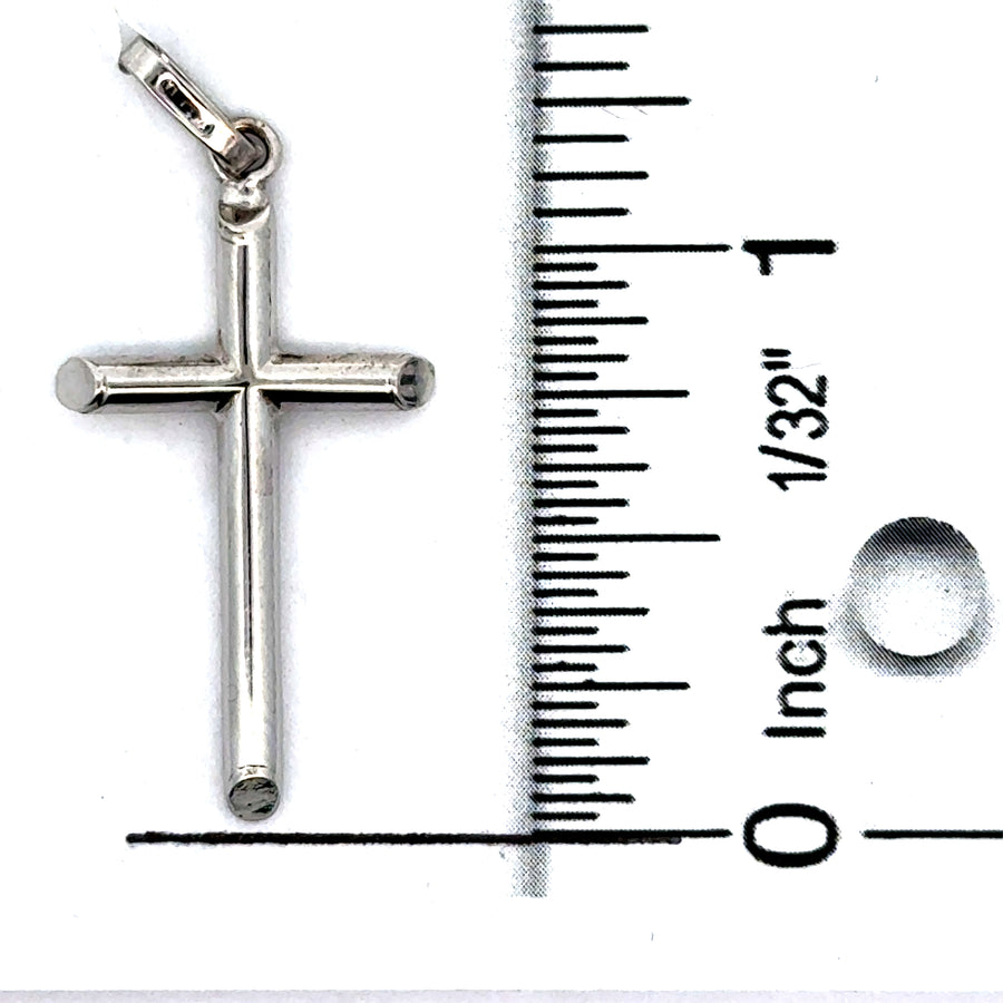 18kt White Gold Italian Made Cross Pendant (1.45g)