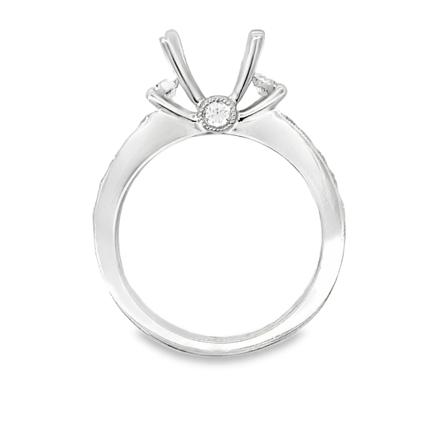 18kt White Gold Prong Set Natural Diamonds Semi-Mount Ring (0.64ct)