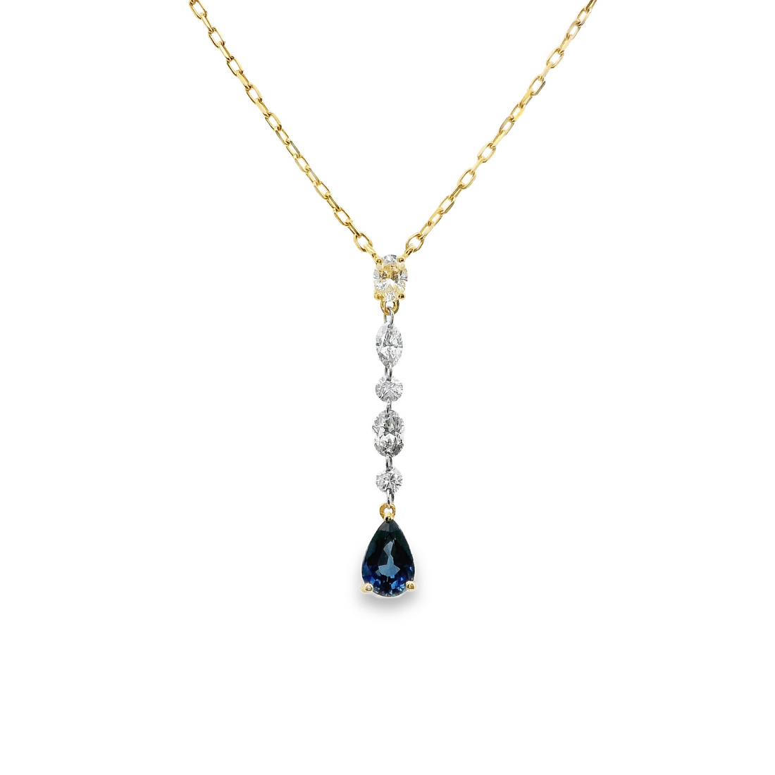 18kt Yellow Gold Natural Diamonds And Natural Sapphire Pendant (0.87ct)