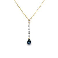 18kt Yellow Gold Natural Diamonds And Natural Sapphire Pendant (0.87ct)