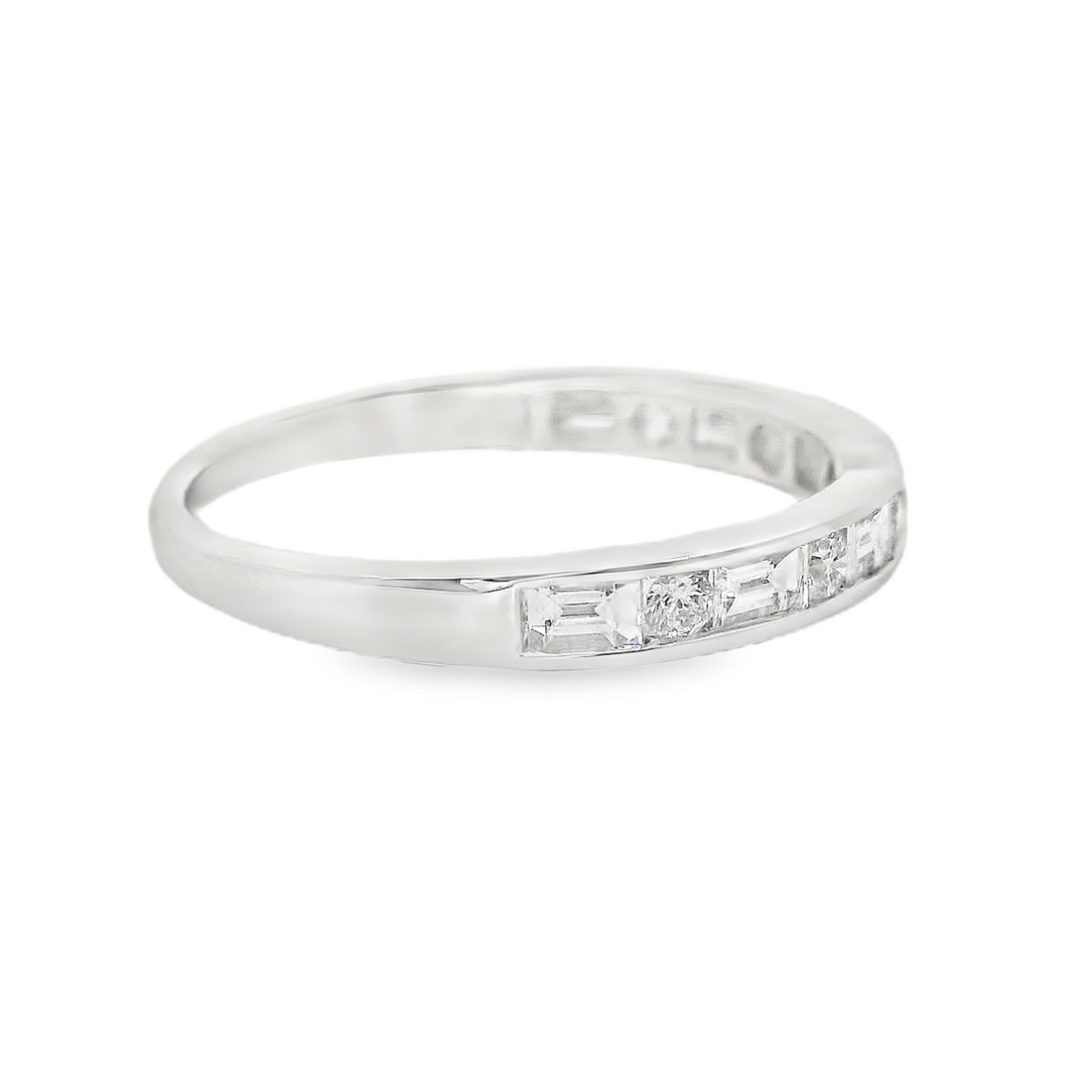 18kt White Gold Natural Baguette Diamond Wedding Ring (.51ct)