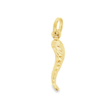 18kt Yellow Gold Italian Made Diamond Cut Horn Pendant (.52g)