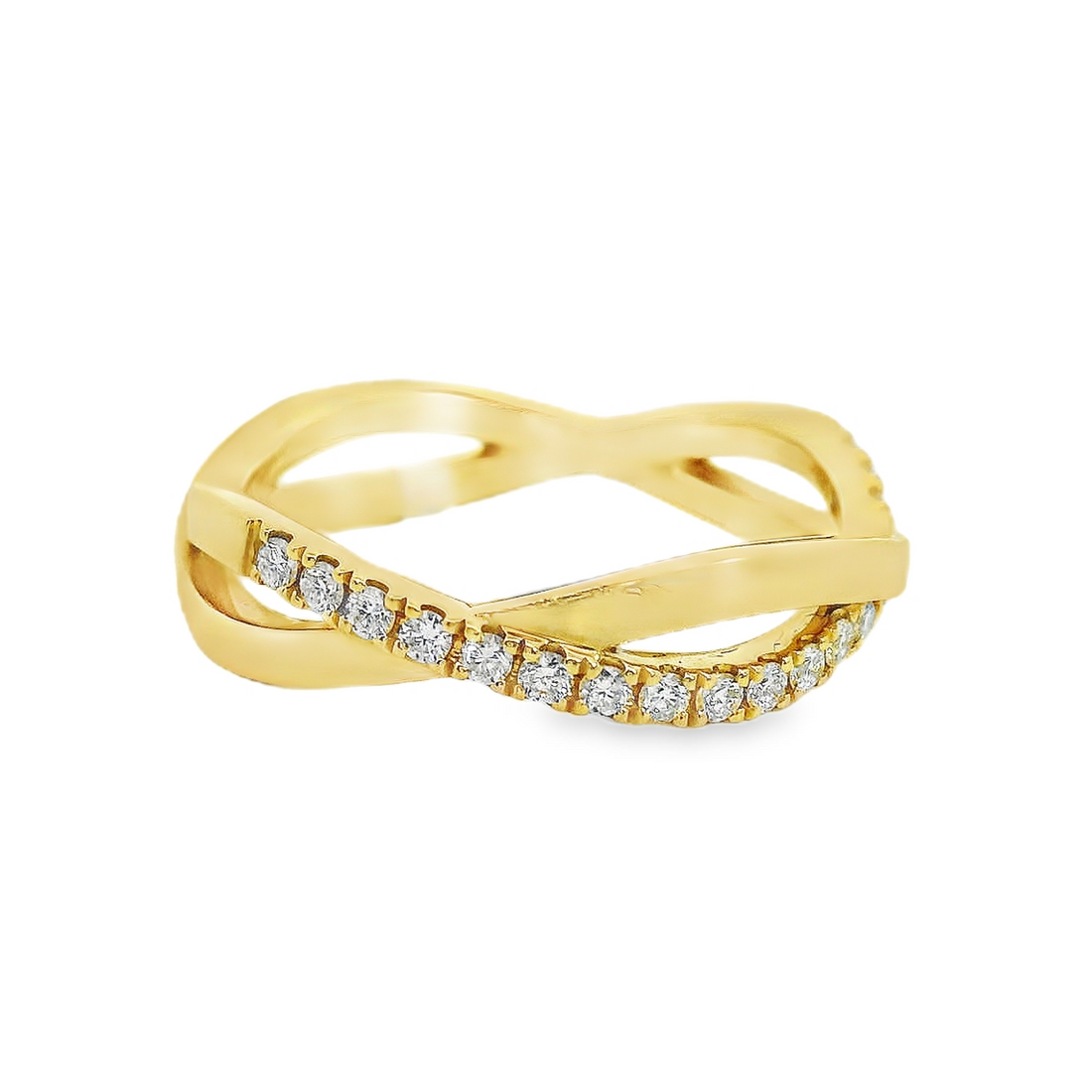 18kt Yellow Gold Natural Full Cut Diamond Woven Ring (.17ct)