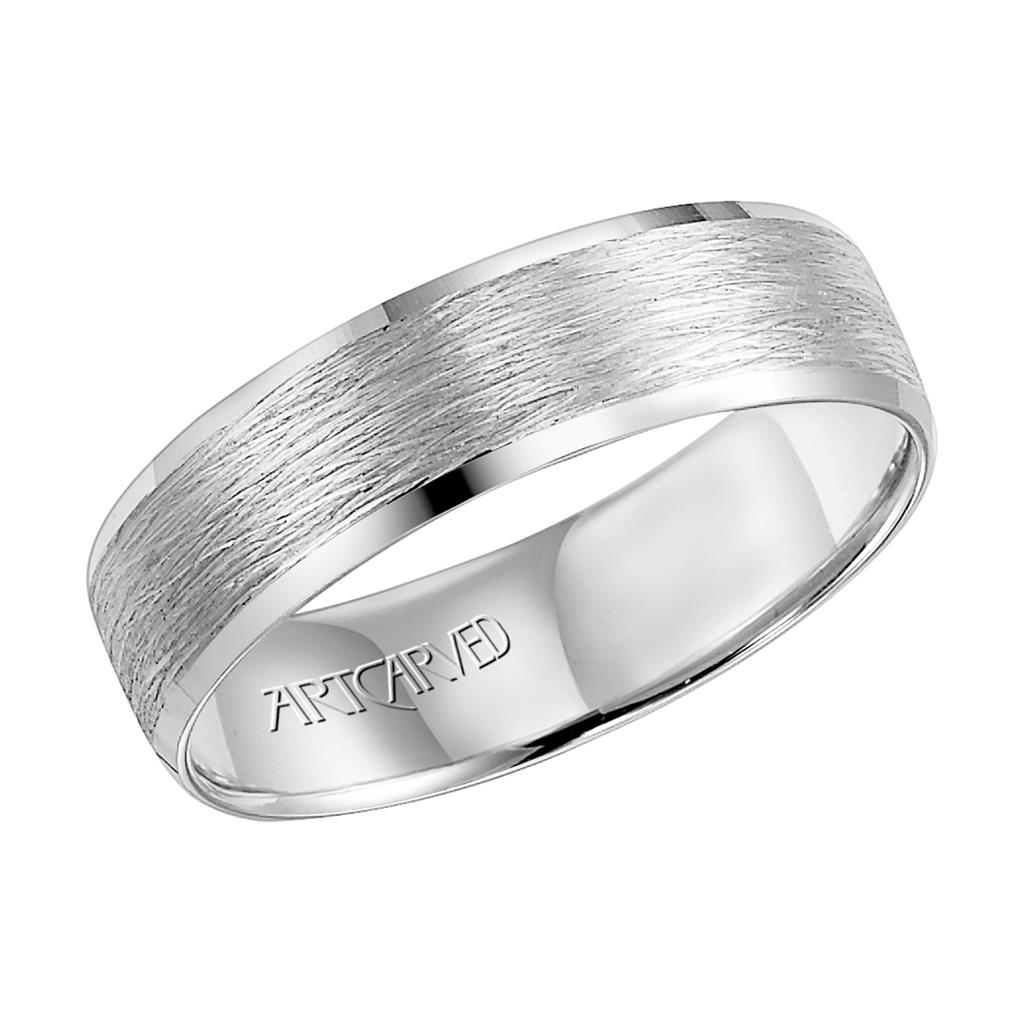 Artcarved 14kt White Gold Matte Finish Beveled Edge Wedding Band