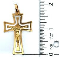 18kt Two-Tone Gold Italian Made Crucifix Pendant (10.7g)