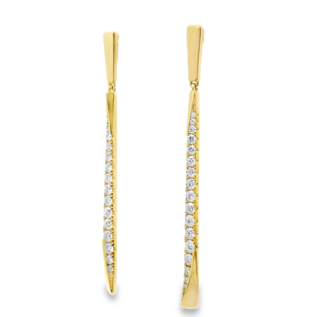 18kt Yellow Gold Natural Round Diamond Drop Earrings (.75ct)