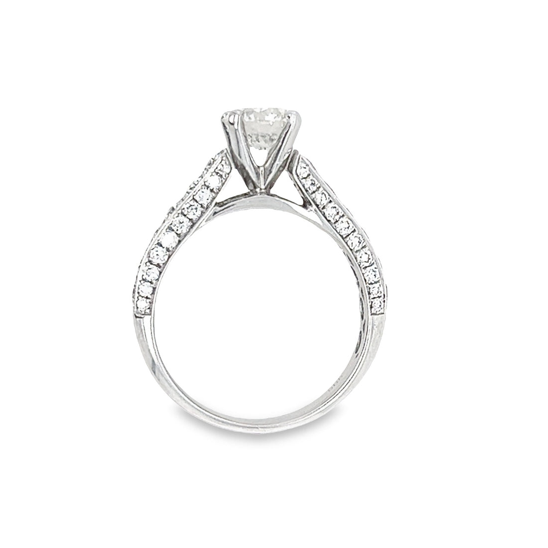 14K White Gold Natural Round Brilliant Diamond Ring (1.01ct)