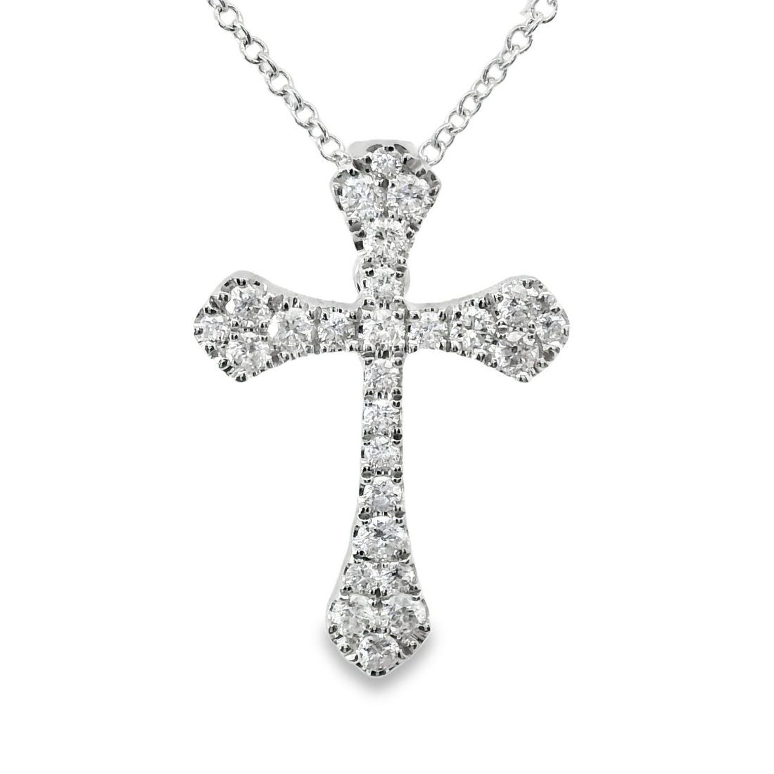 18kt White Gold Natural Diamond Cross Pendant (.36ct)