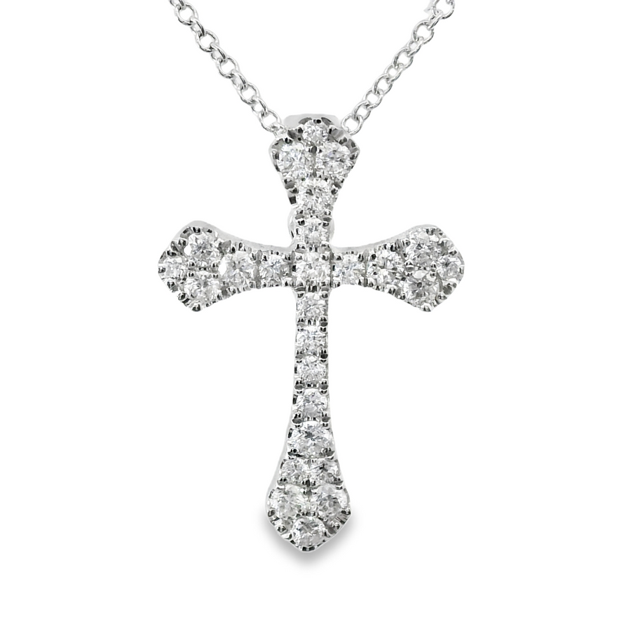 18kt White Gold Natural Diamond Cross Pendant (.36ct)
