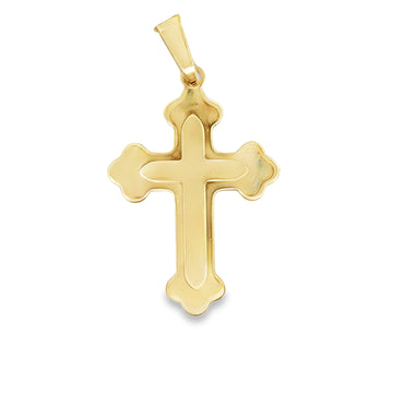 18kt Yellow Gold Italian Made Lucida Cross Pendant (3.59g)