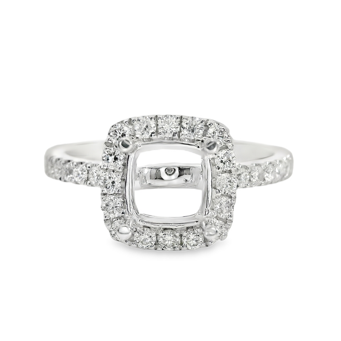 18kt White Gold Full-Cut Diamond Halo Semi-Mount Ring (.42ct)