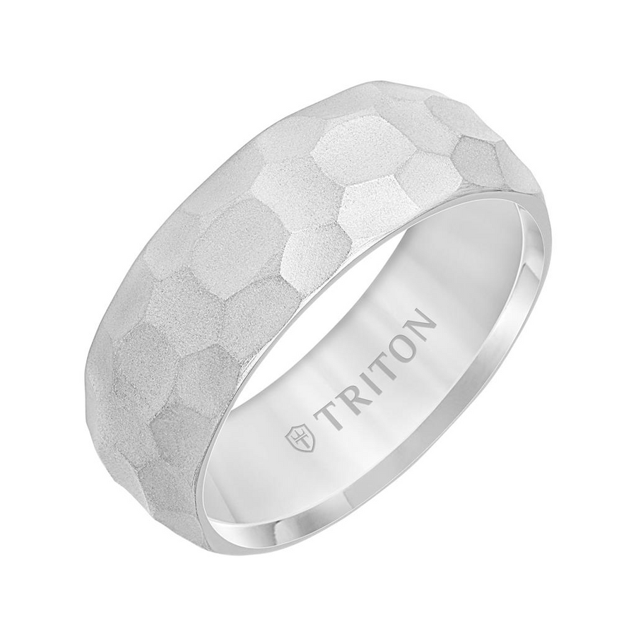 Triton White Tungsten Carbide 8mm Ring